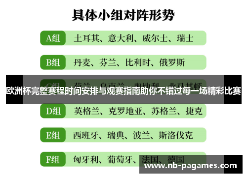 欧洲杯完整赛程时间安排与观赛指南助你不错过每一场精彩比赛
